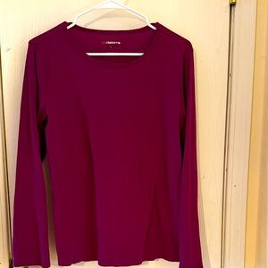 Liz Claiborne Women's Long Sleeve Top - Rich Magenta